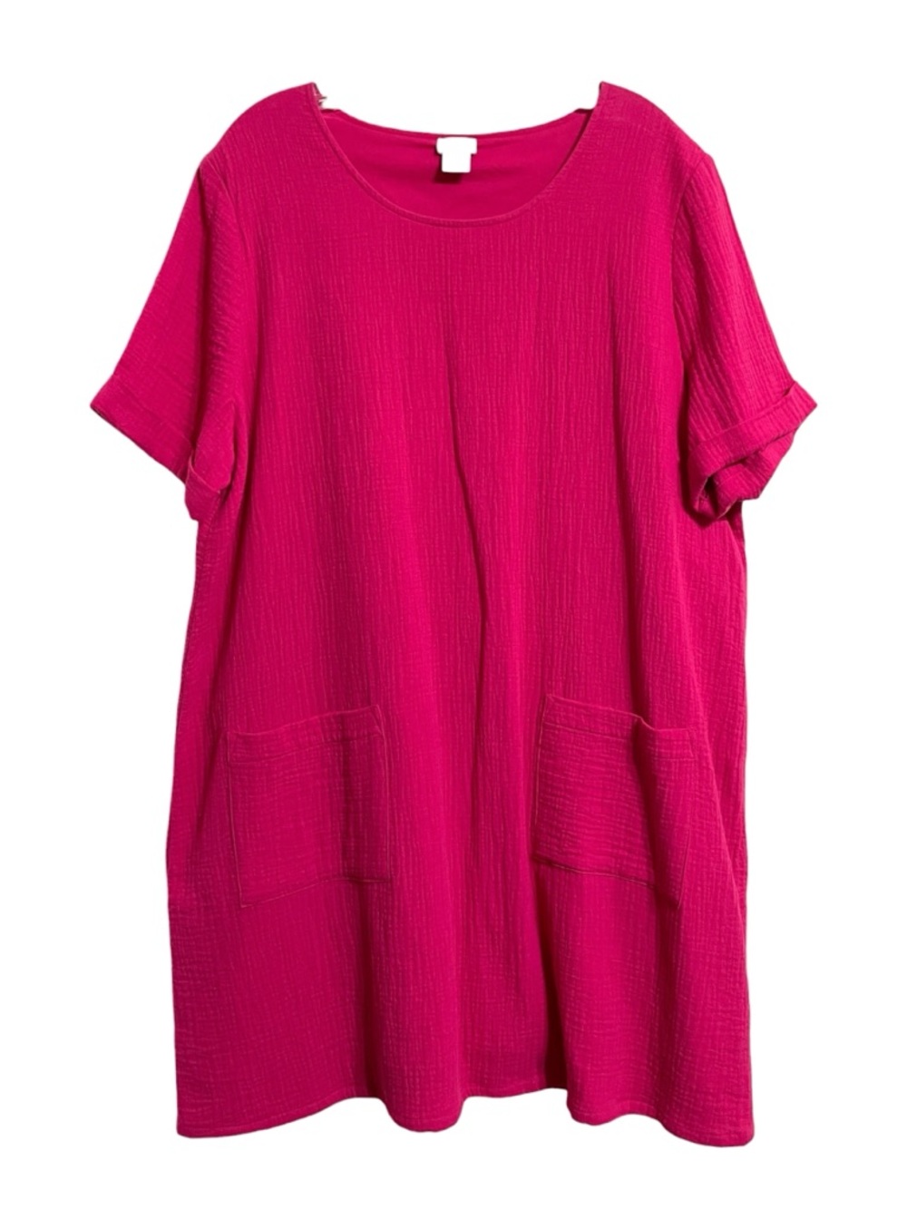 Chico's Fuchsia Cotton Lagenlook Tunic Mini Dress